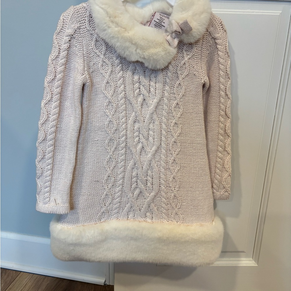 Catherine Malandrino Cream Knit with Faux Fur